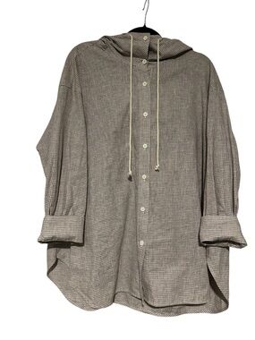 Urban Revivo Oversized Hooded Button Down Long Sleeve Blouse Size S